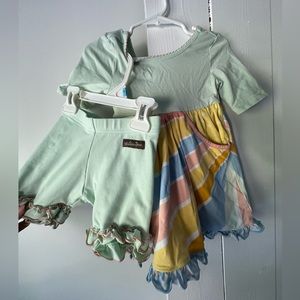 Matilda Jane Dress (2) and shorties (4) set. Please see photos + description